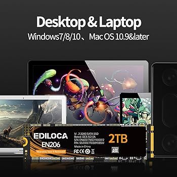 内蔵型SSD EDILOCA EN206 SSD 2tb M.2 2280 3D Amazon.com: Ediloca EN206 2TB SSD M.2 SATA 3D NAND TLC, M.2